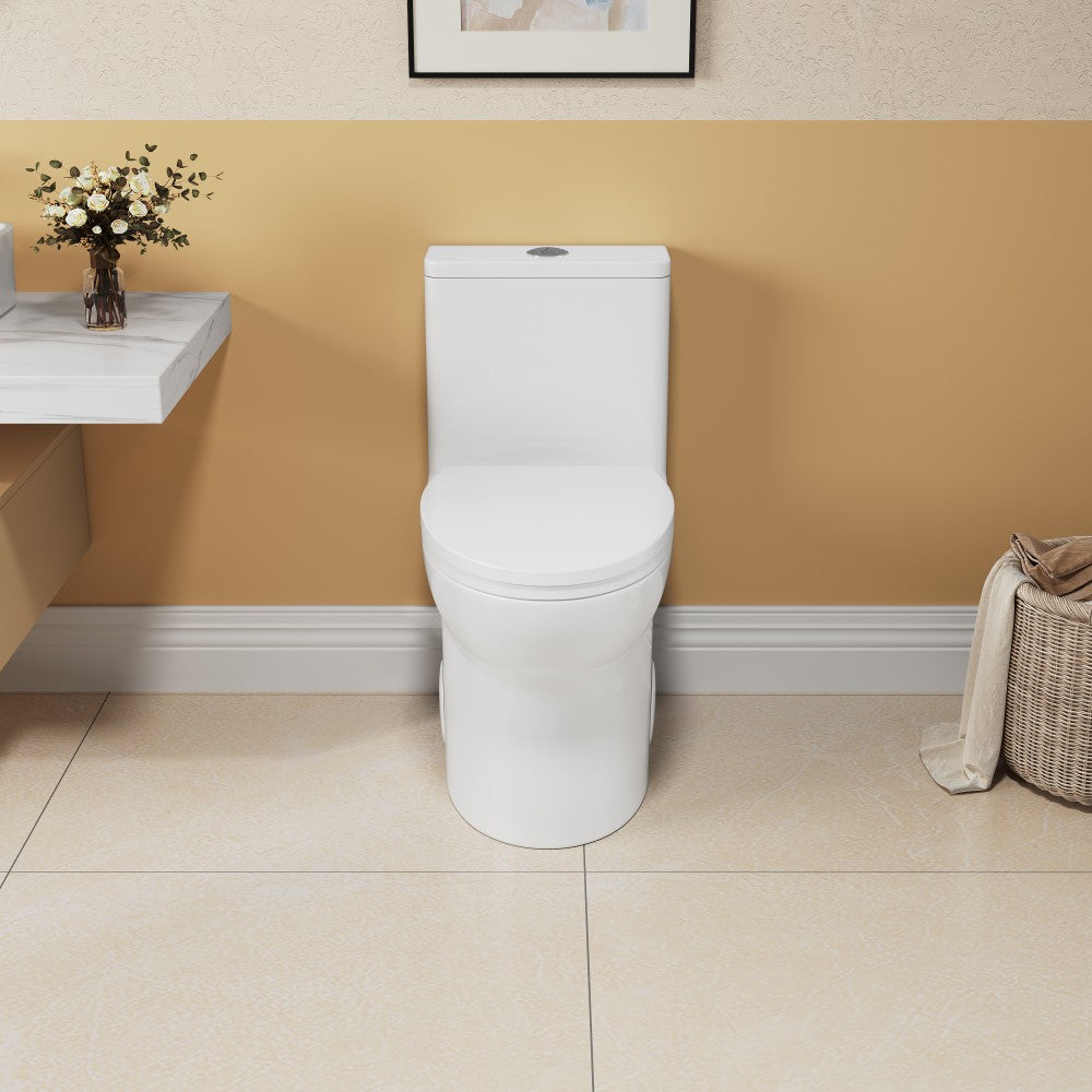 AAZJ Toilet White Elongated Standard height 12-in Rough-In WaterSense 1.6 GPF Dual Flush Soft Close 1-piece Bidet Function Toilet