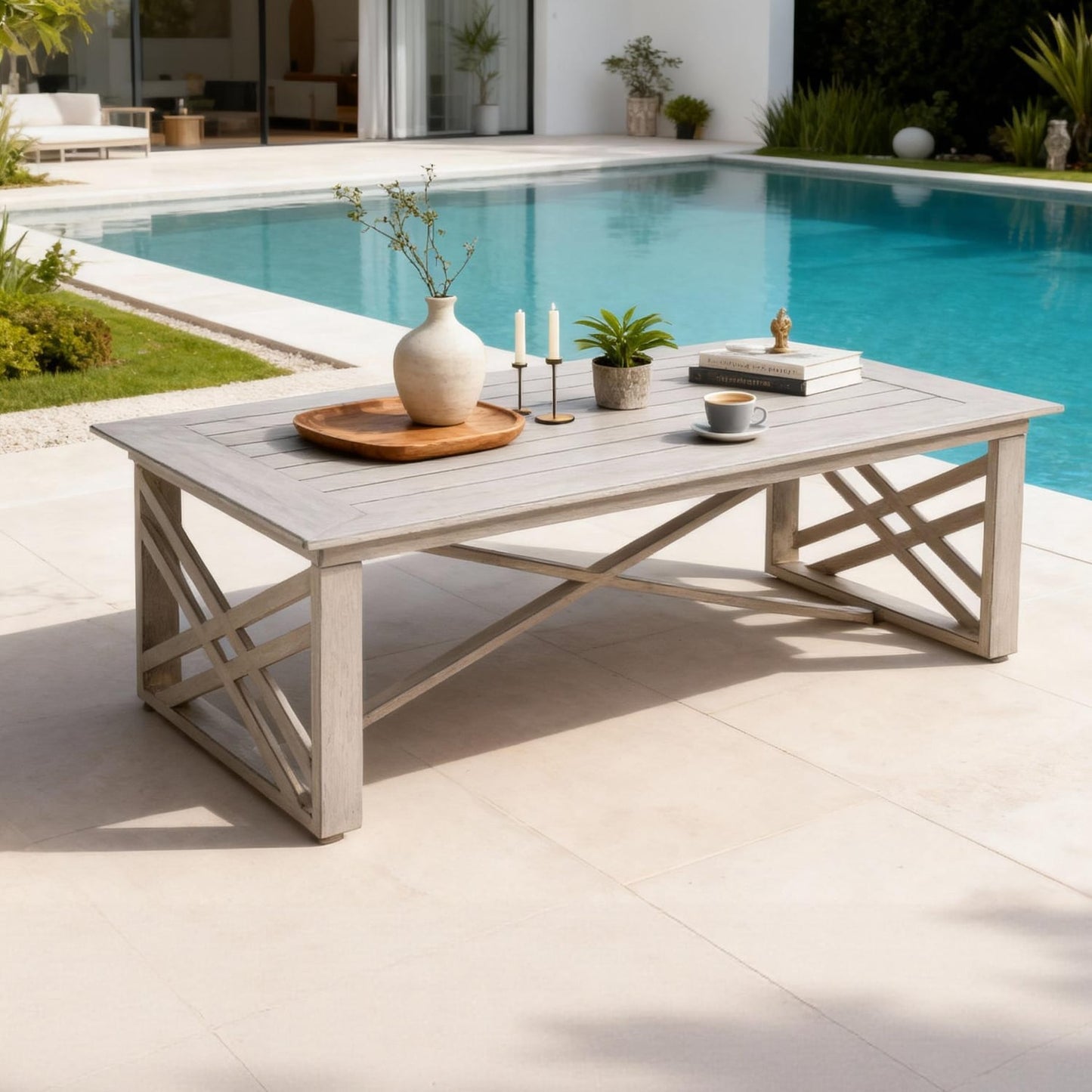 PEAK HOME FURNISHINGS Hamarto Rectangle Outdoor Coffee Table 22.8-in W x 44.5-in L