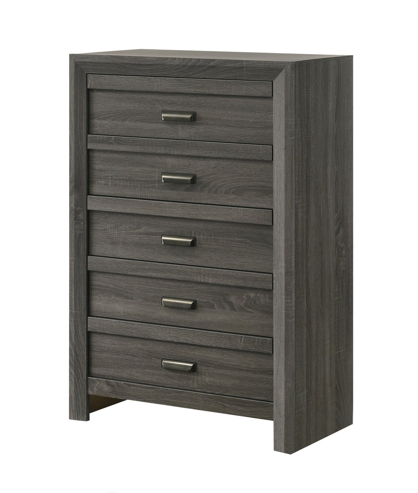 LOVMOR 1pc Rustic Contemporary Chest Five Storage Drawers Rustic Gray Finish Bedroom Wooden Furniture