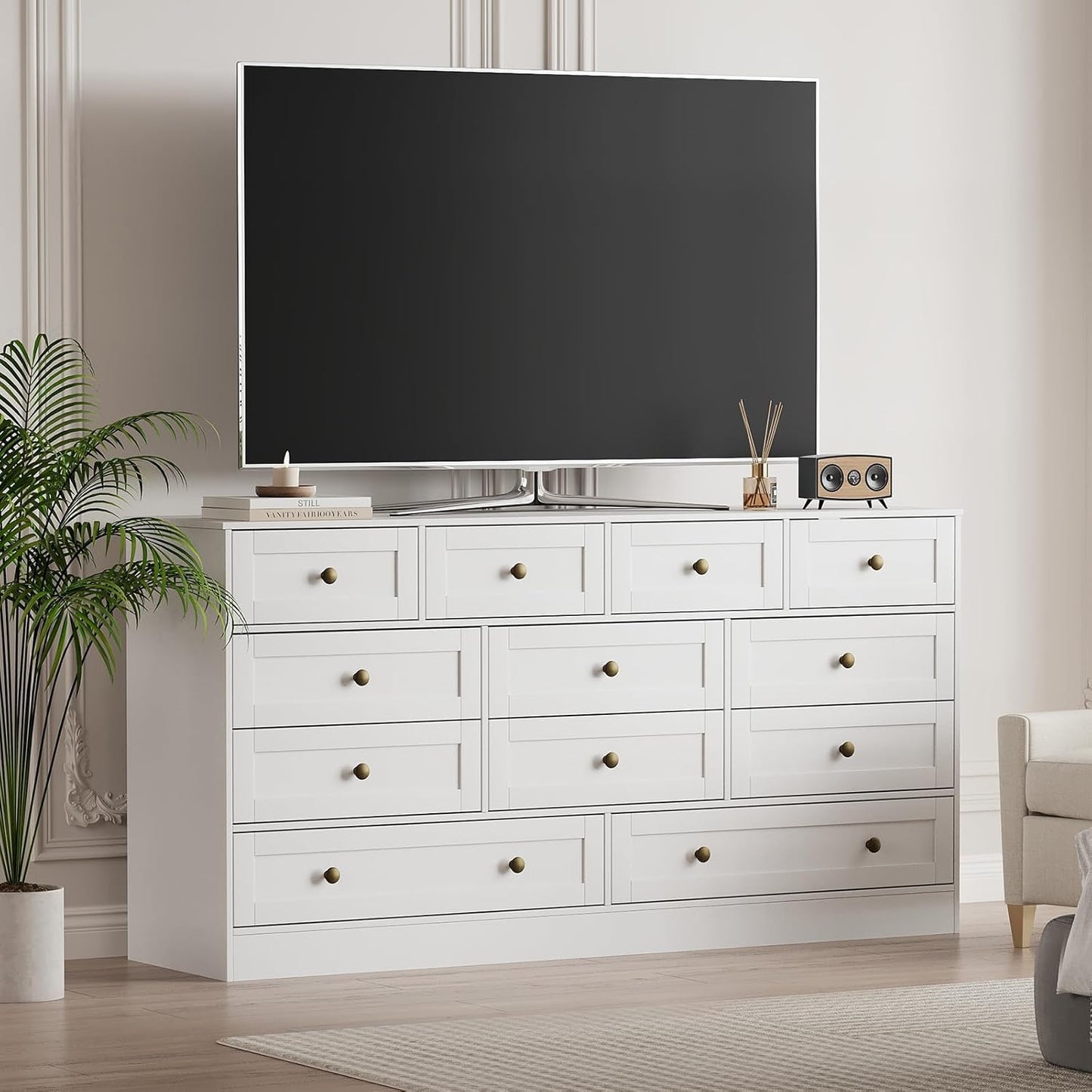 Der Rose 12 Drawers Wood Dressers for Adult Bedroom Living Room Hallway