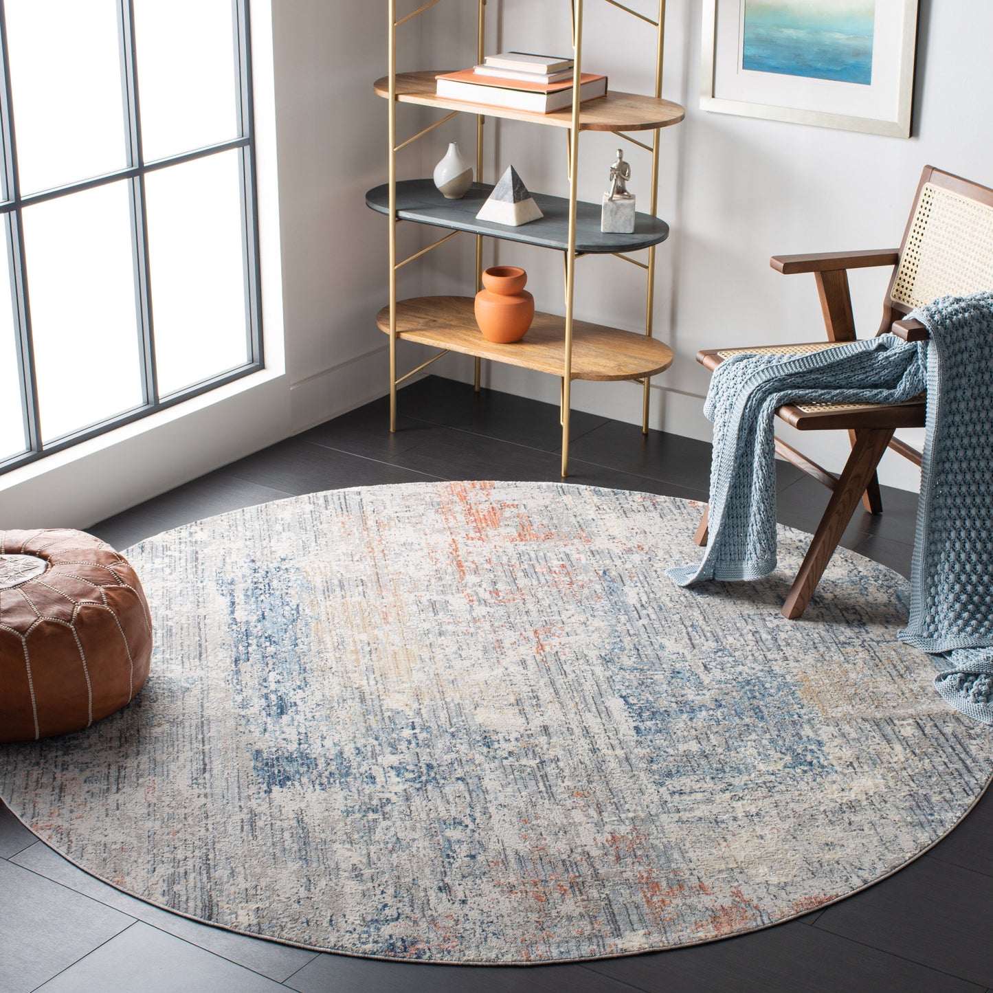 Safavieh Dream 428F Grey Blue 7 x 7 Round Area rug