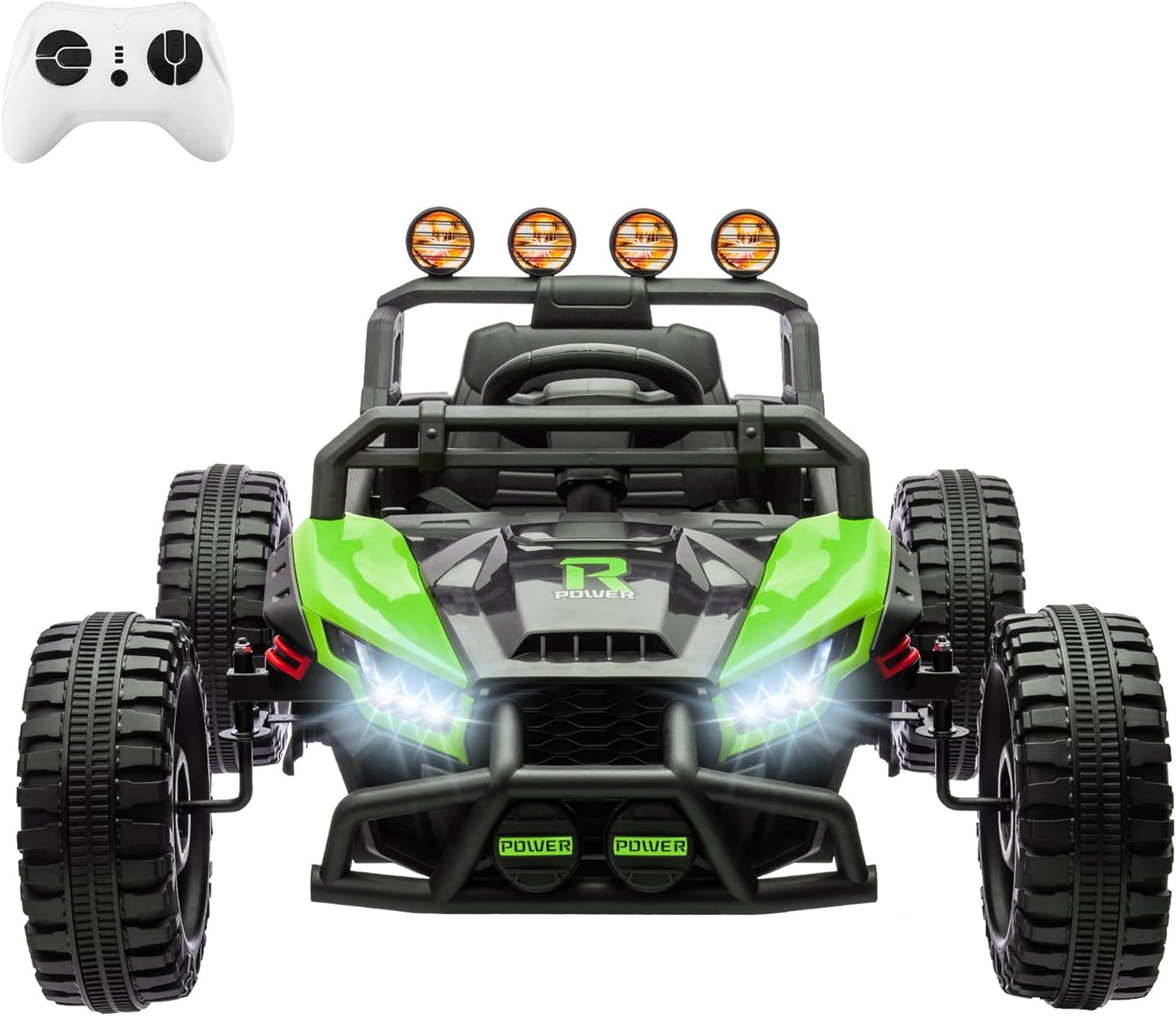 Garvee 24V Ride On UTV for Kids/ Dual 130W Motors/ Remote Control/ EVA Tires/ 4 Shock Absorbers/ LED Lights/ Bluetooth Music/ Electric mobility device for short distance