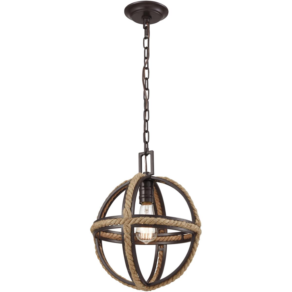 Atlas Lighting and Home CL11650-BZ Natural Rope Mini Pendant Oil Rubbed Bronze with Natural