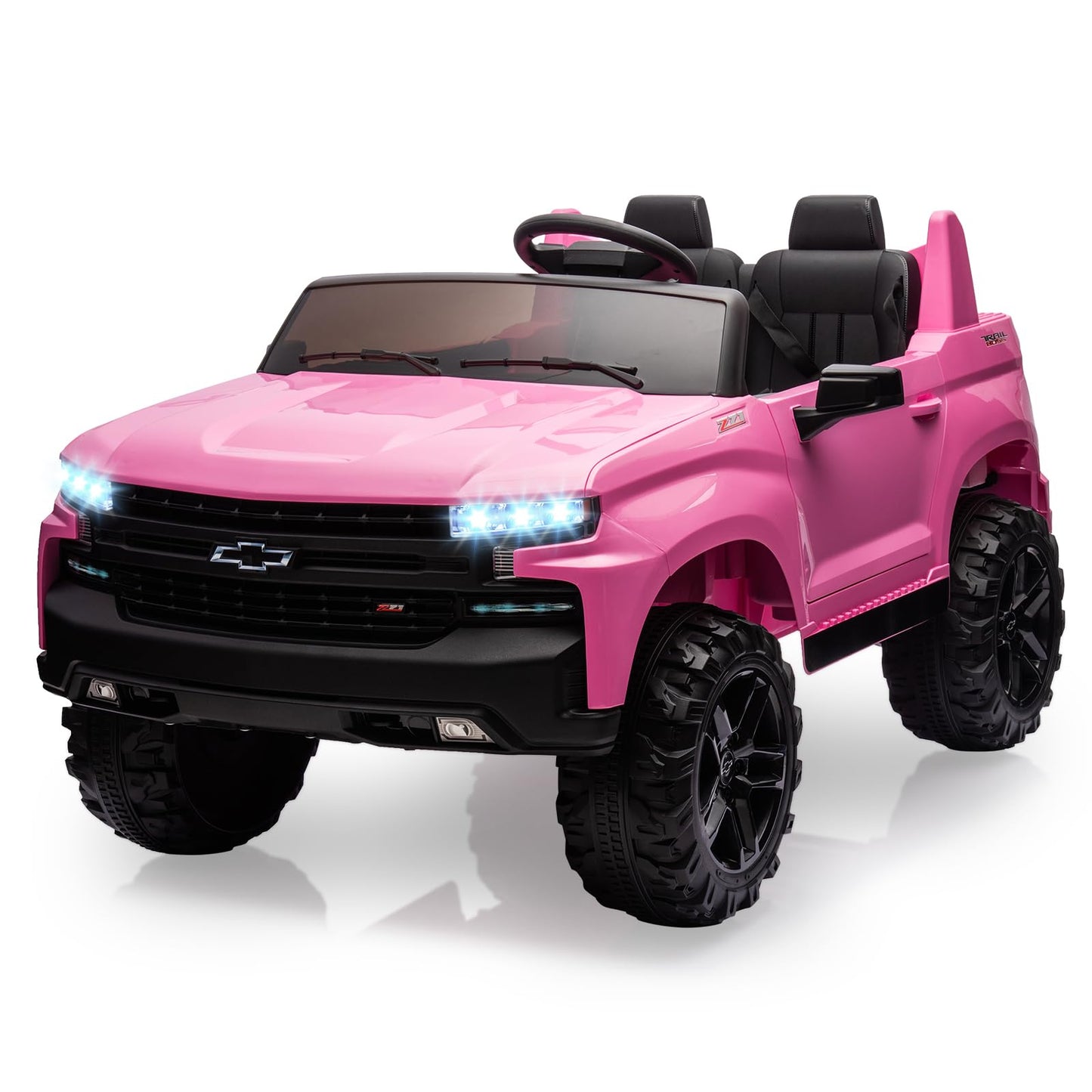 Garvee 24V 2 Seater Licensed Chevrolet Silverado Kids Electric Ride On Truck With Parent Remote Control 3 Speed Modes 4x Spring Suspension Wireless Music MP3 Player Battery Powered Vehicle Ideal Gift For Children