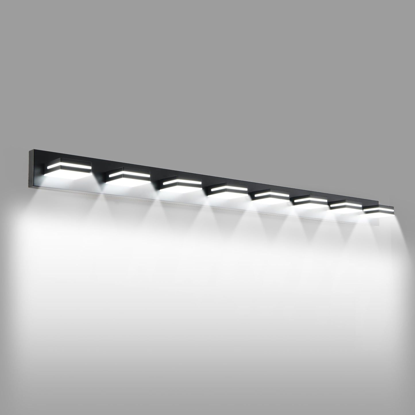 AAZJ Vanity Light 63-in 8 Light Black Integrated LED Modern/contemporary Bathroom Vanity light