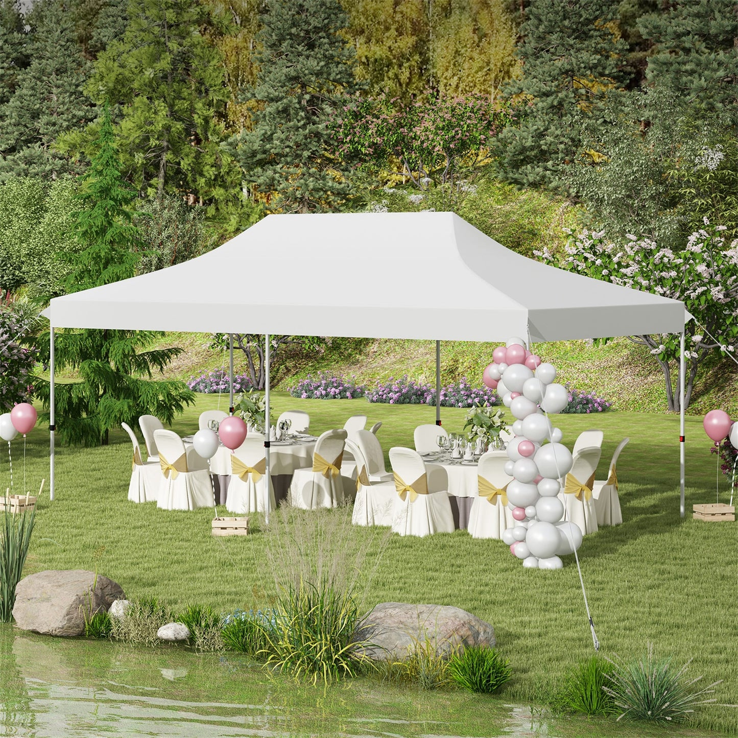 BABOOM 20-ft x 10-ft Rectangle White Party canopy