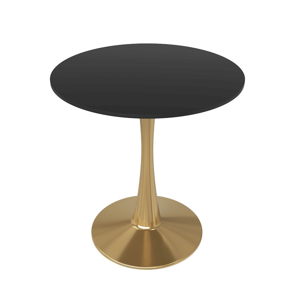 Leisuremod Bristol 24 round dining table Gold Base With Black Top
