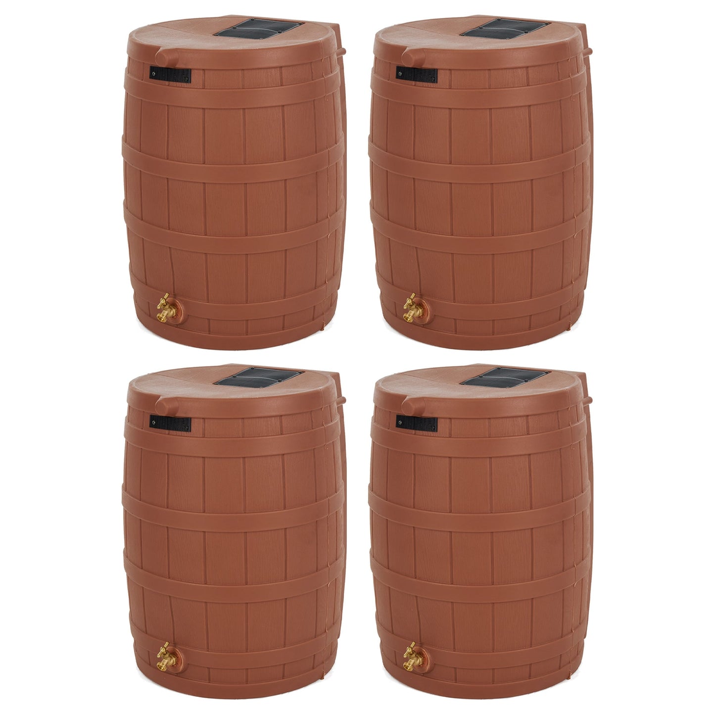 Good Ideas Rain Wizard Storage 50 Gallon Rain Barrel Terra Cotta (4 Pack)