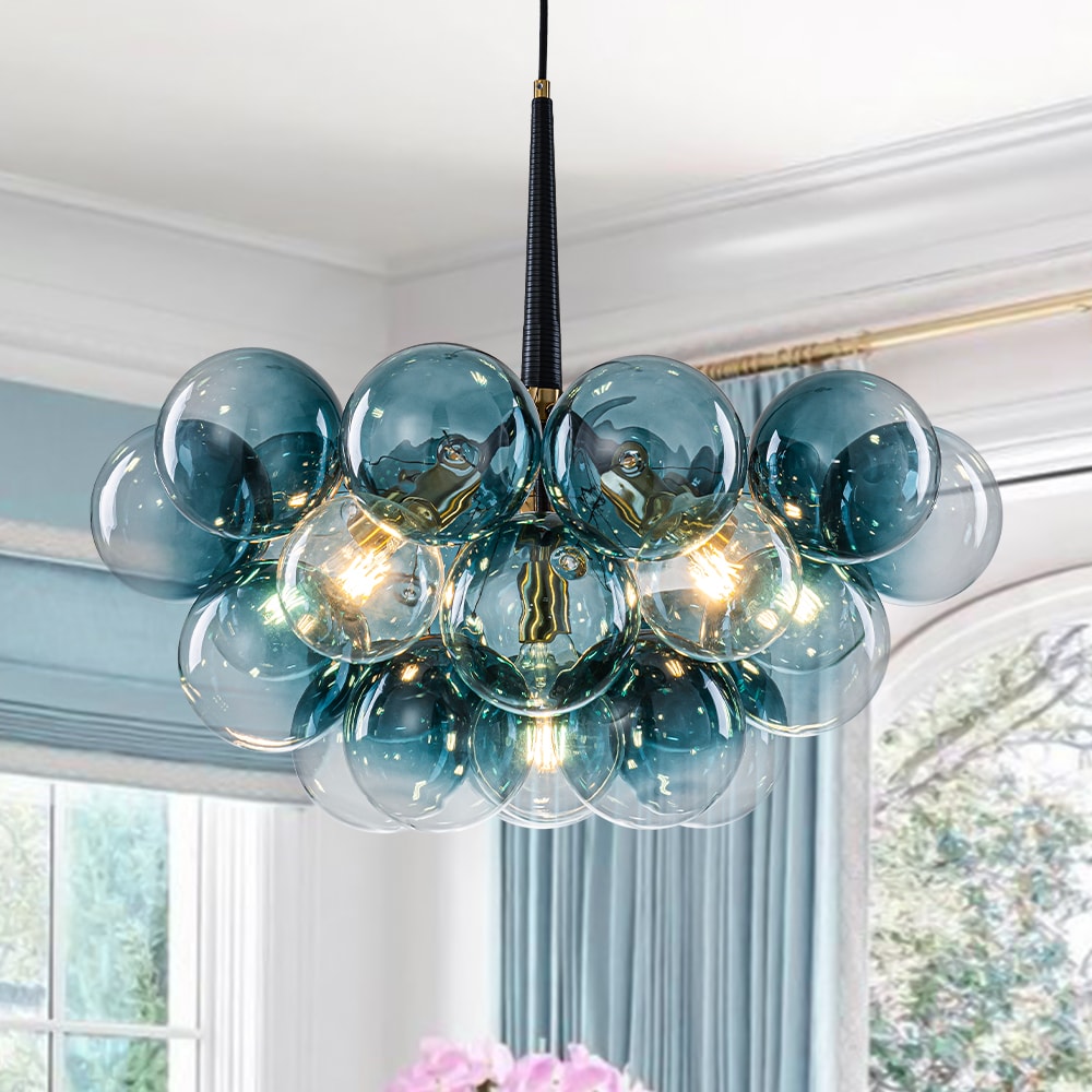 Zicbol 6 -Light Gloss Copper Indoor Tinted glass Glass Metal Chandelier