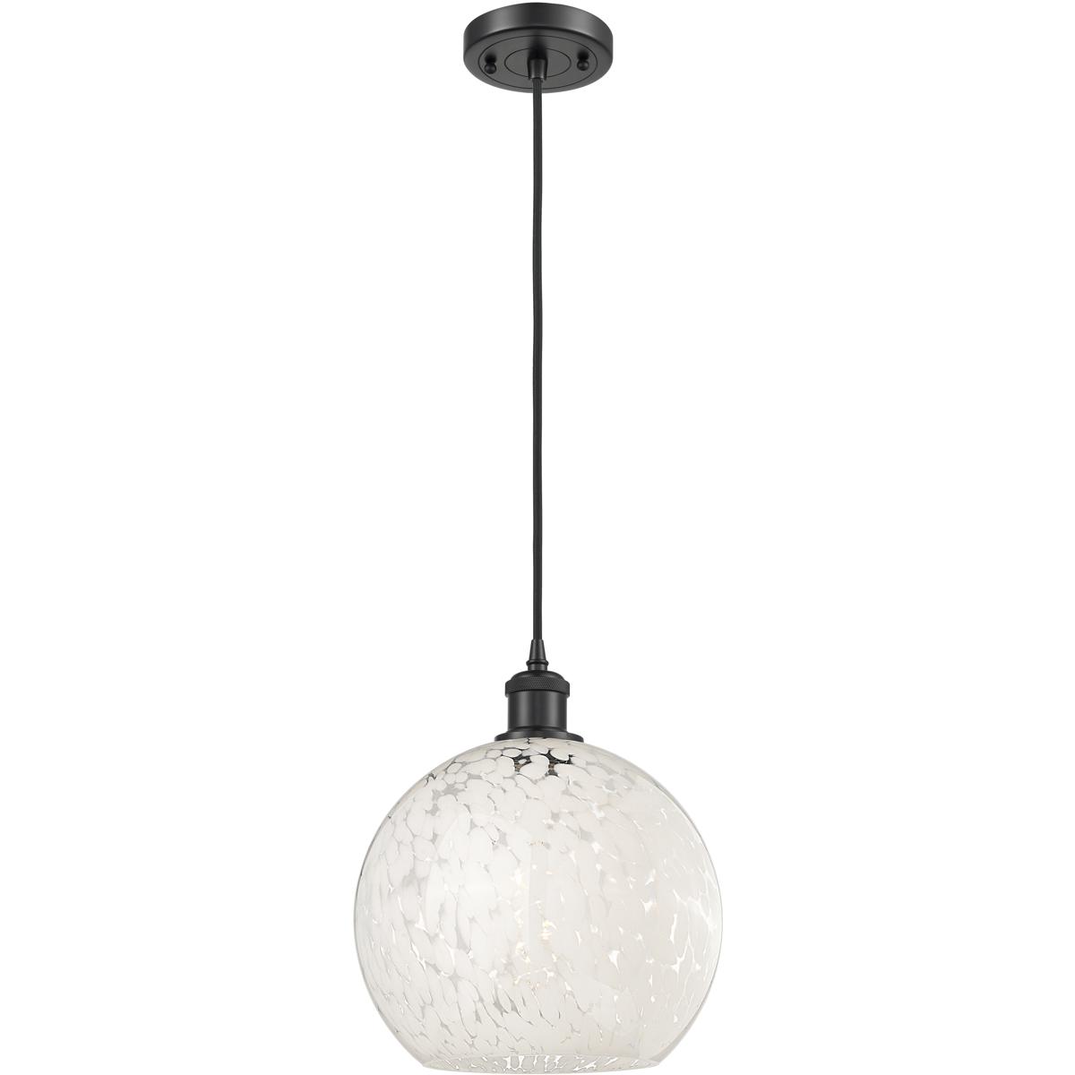 Innovations Lighting 516-1P-BK-G1216-10WM Ballston White Mouchette Mini Pendant Matte Black