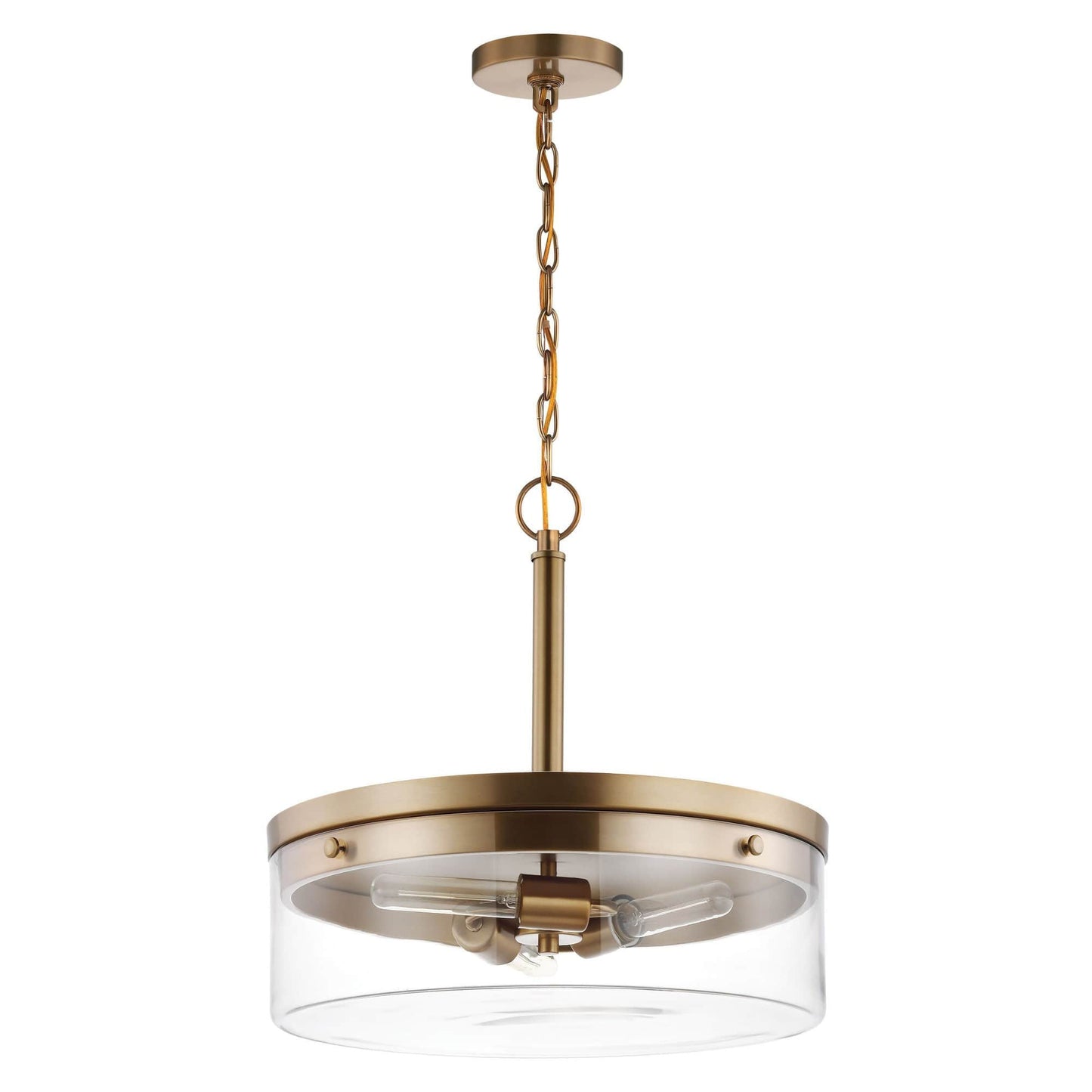Nuvo Lighting Intersection 3 - Light Burnished Brass Brass Industrial Glass & Steel Pendant Light
