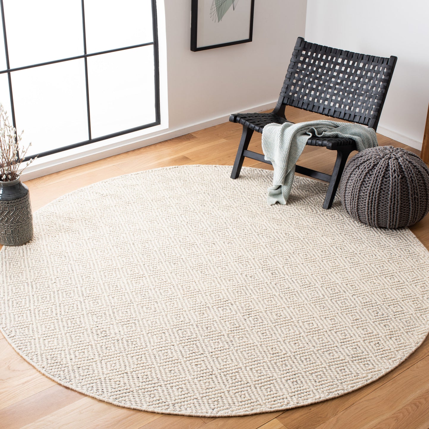 Safavieh Natura 503 Ivory/Light Gray Contemporary 8ft x 8ft Round Rug