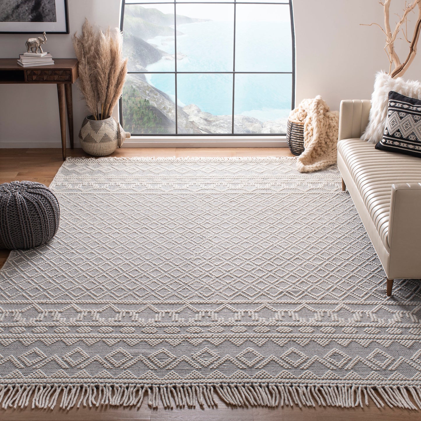Safavieh Natura 351 Ivory/Gray Bohemian 10ft x 14ft Large Rectangle Rug