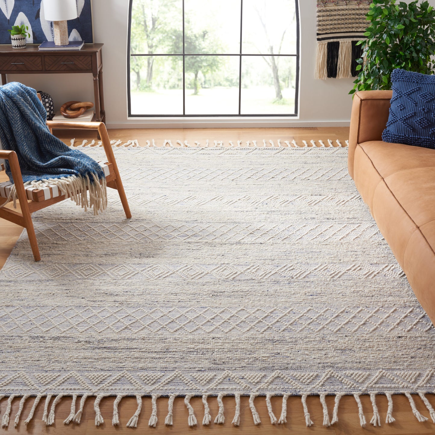 Safavieh Natura 297 Ivory/Blue Bohemian 8ft x 10ft Large Rectangle Rug