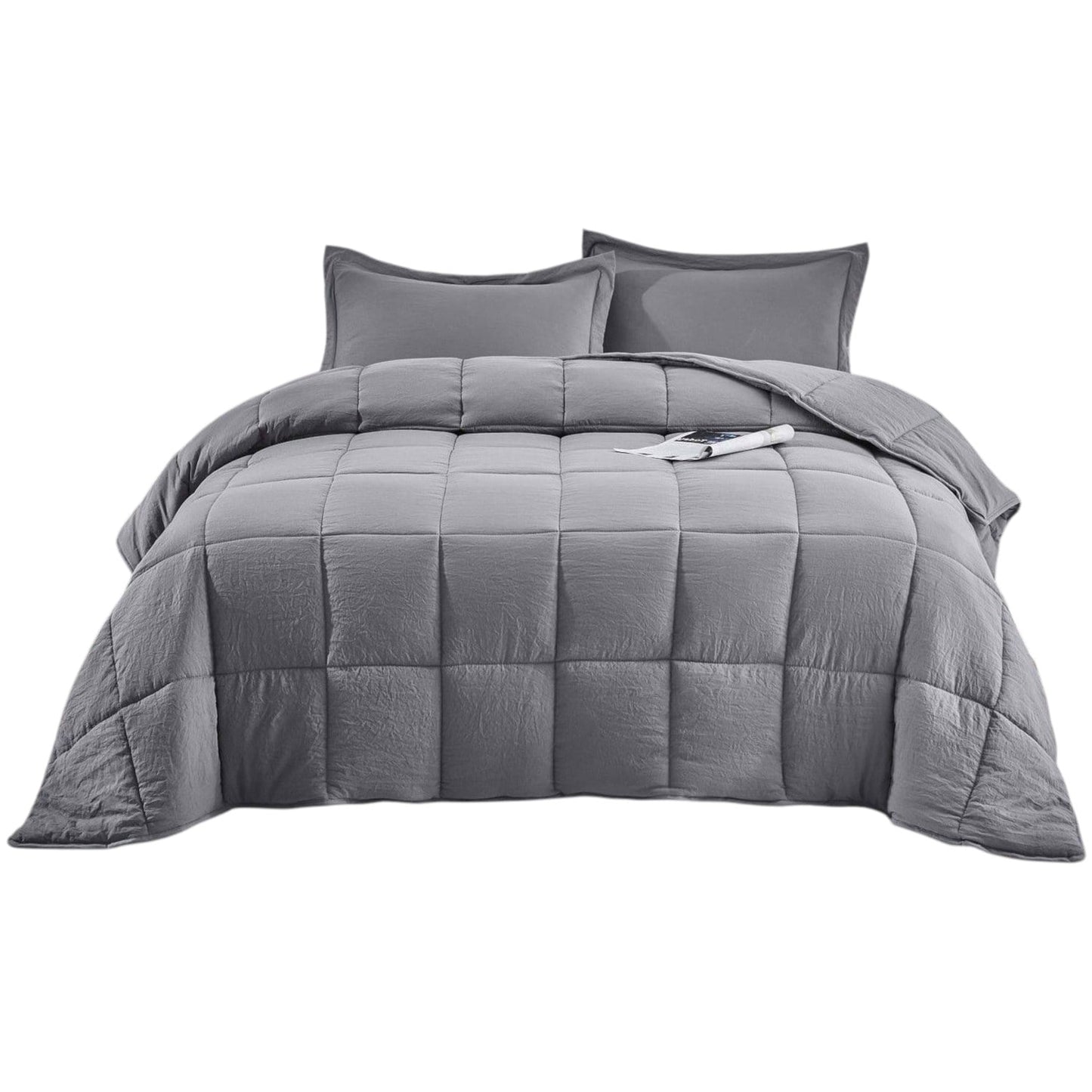 Slickblue 3-Piece- Gray Microfiber Reversible Comforter Set for Comfortable Everyday Bedrooms- Queen/ King