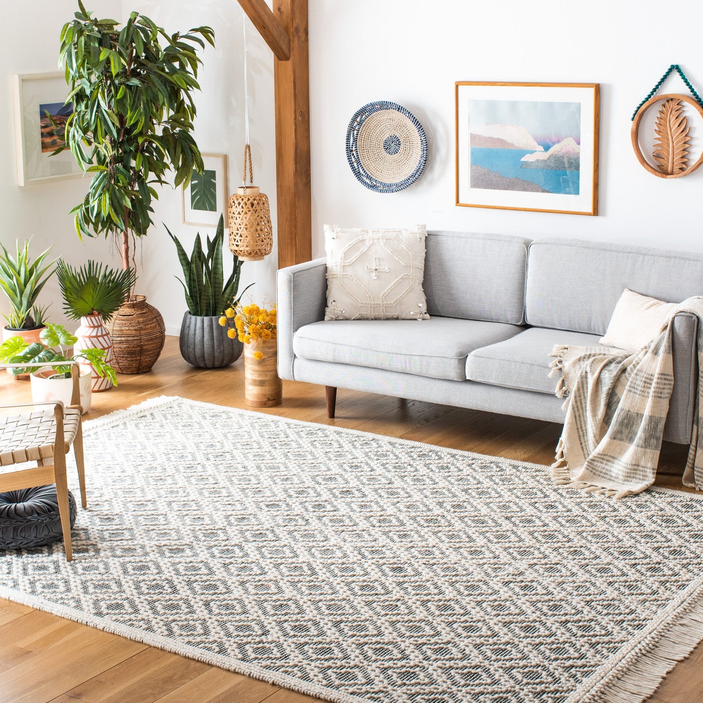 Safavieh Natura 860 Ivory/Black Contemporary 9ft x 12ft Large Rectangle Rug