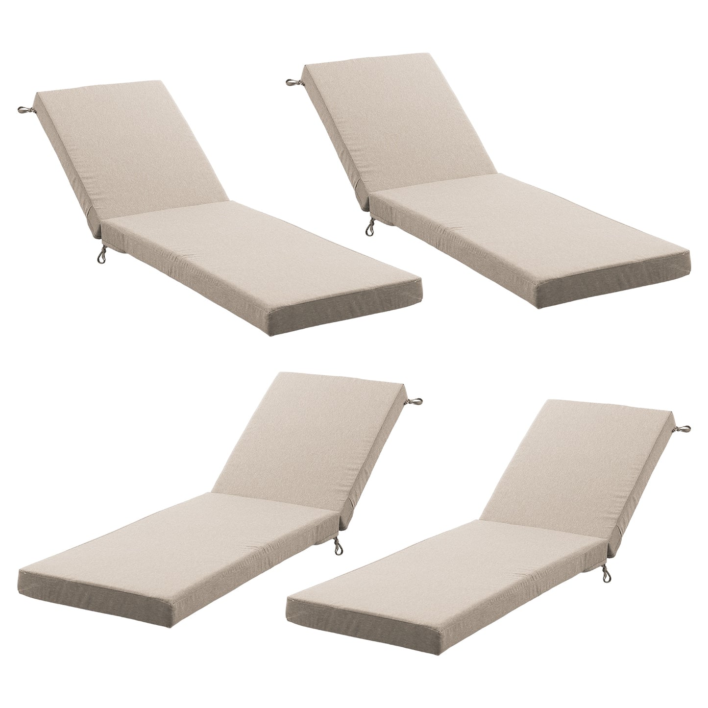 Rilyson 44-in x 22.4-in 4 -Piece Beige Patio chaise lounge chair cushion