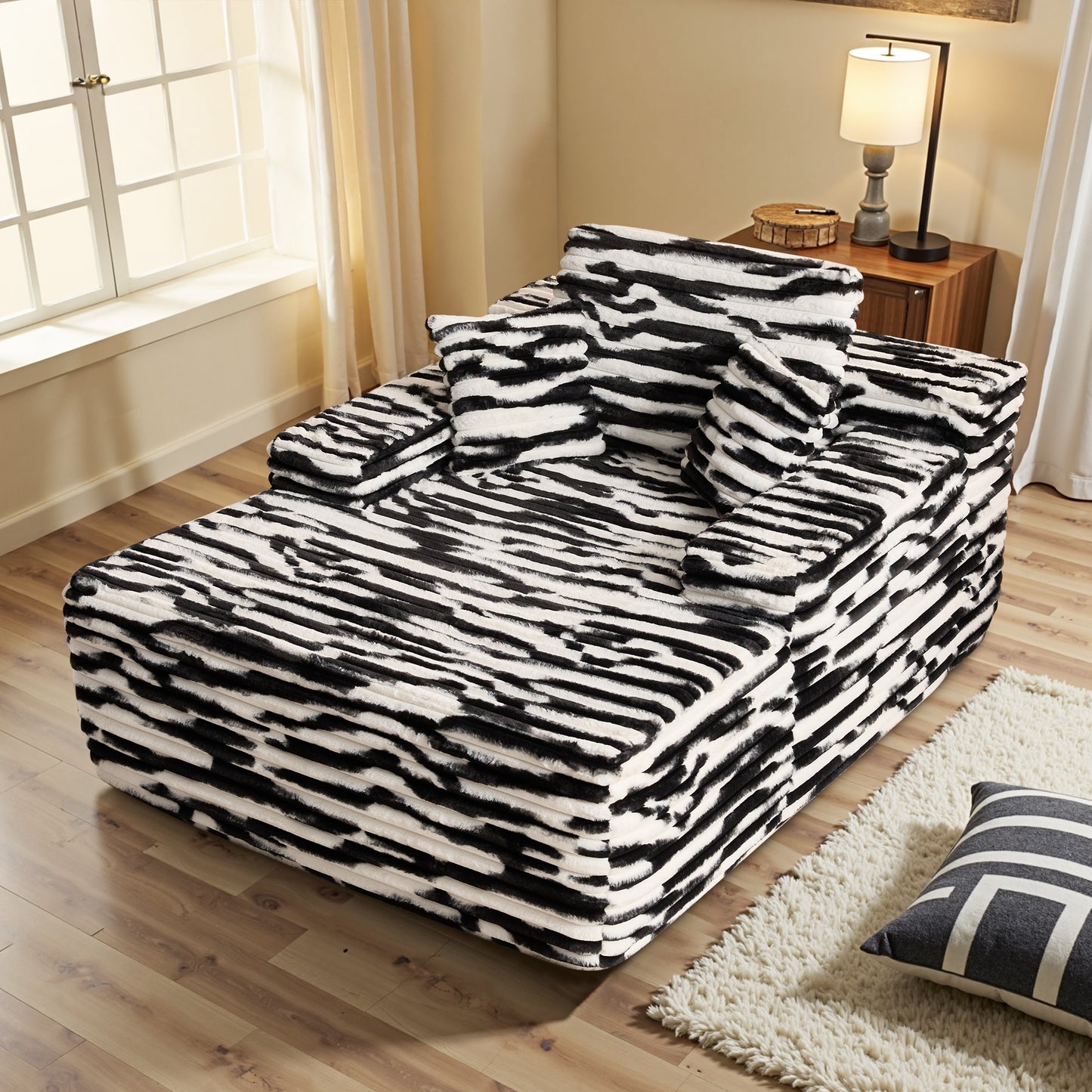 Ovios 48.42-in W Modern Black and white zebra Stripes 1-seater Sofa