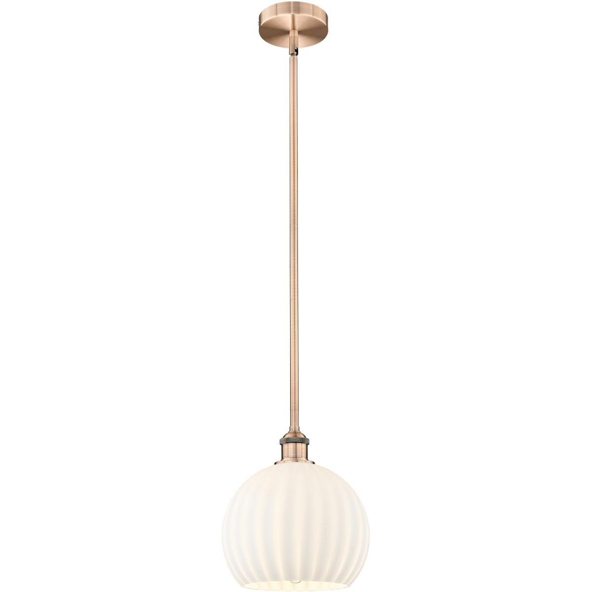 Innovations Lighting 616-1S-AC-G1217-10WV Edison White Venetian Mini Pendant Antique Copper