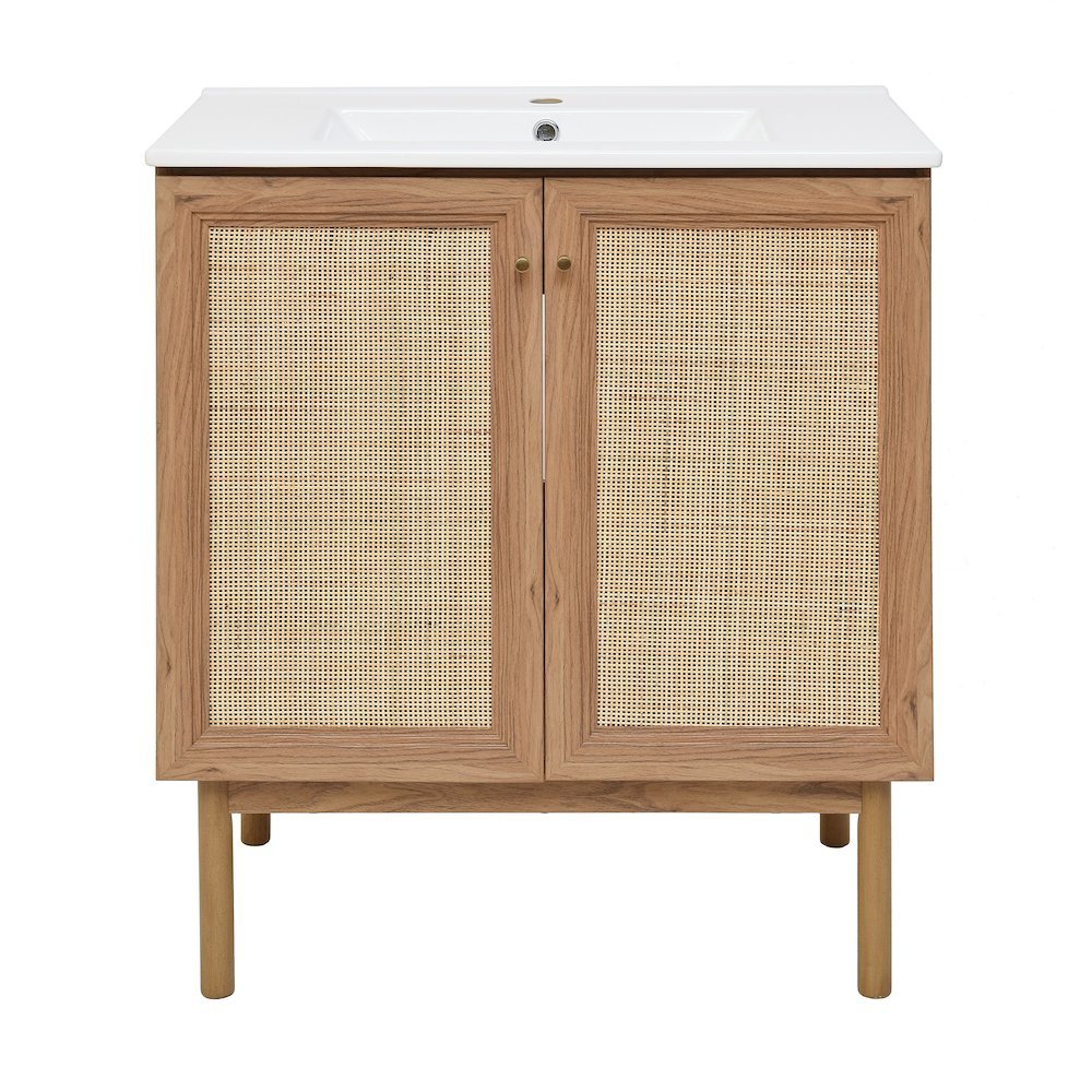 Swiss Madison Classe 30 Freestanding Bathroom Vanity in Golden Oak with Sink Top