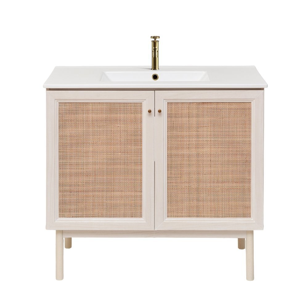Swiss Madison Classe 36 Freestanding Bathroom Vanity in White Oak with Sink Top