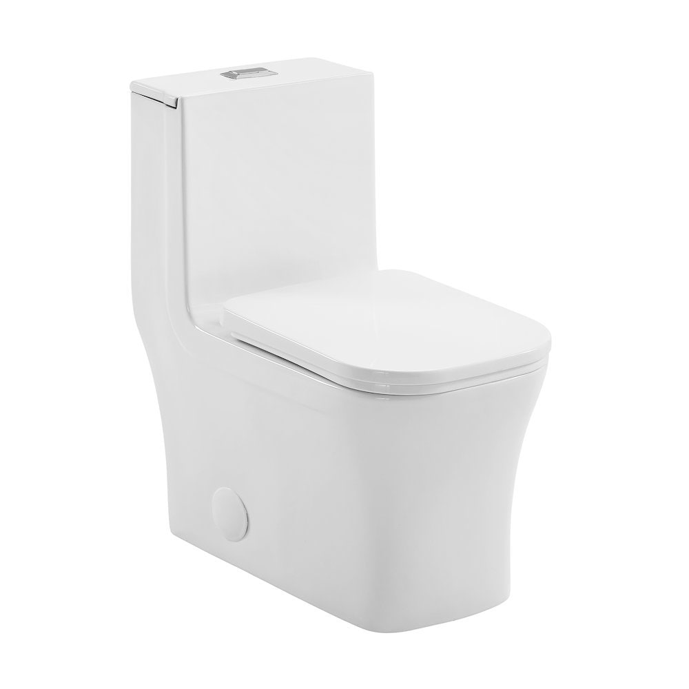 Swiss Madison One Piece 14 Rough in 11 16 GPF Dual Top Flush Square Toilet in Glossy White