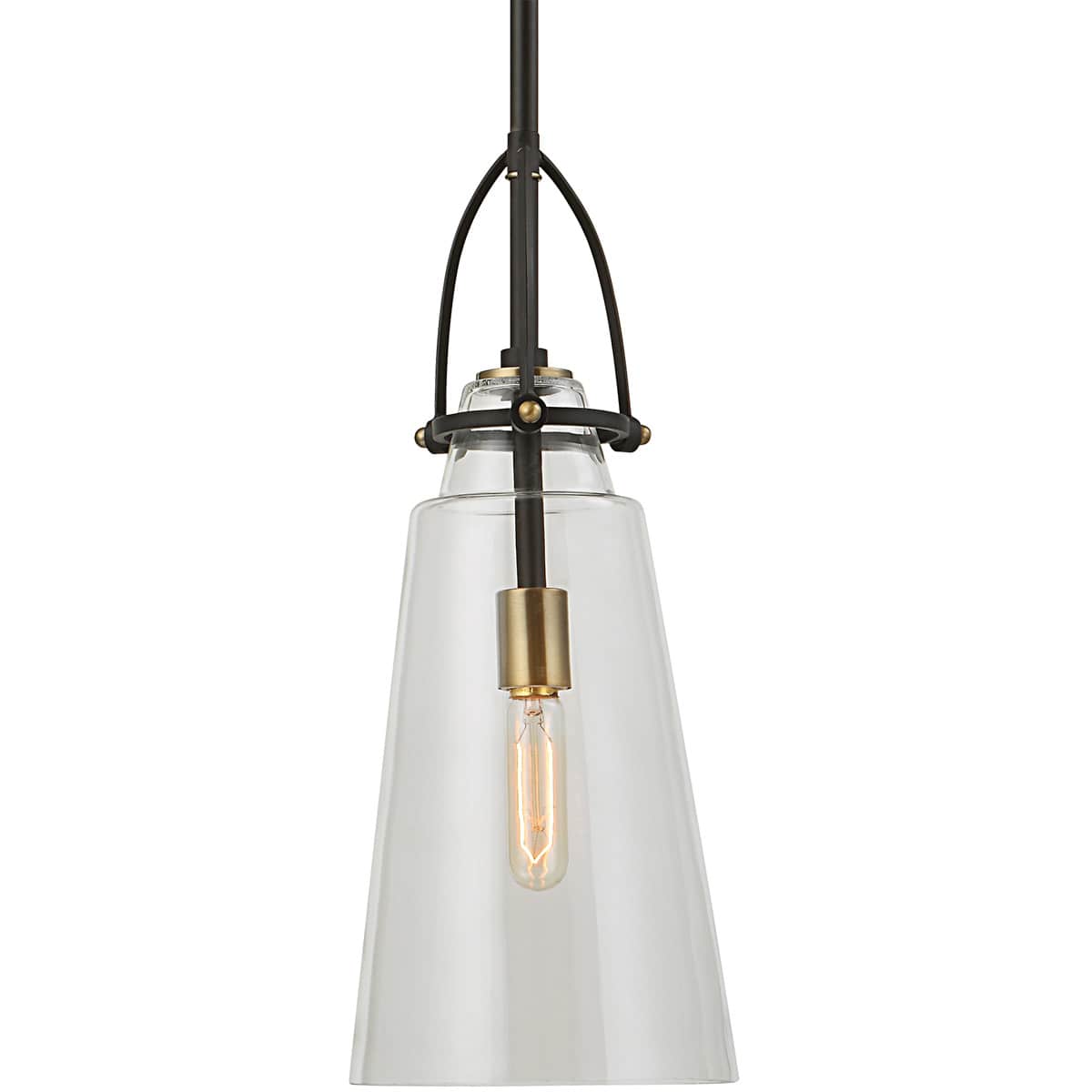 Uttermost 21562 Saugus 1 Light 8 inch Black with Antique Brass Accents Pendant Ceiling Light