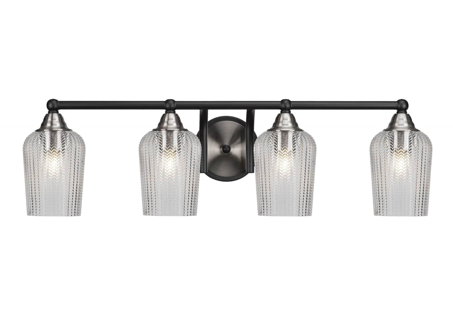 Toltec Paramount Matte Black/Brushed Nickel - Glass/Steel Vanity Light