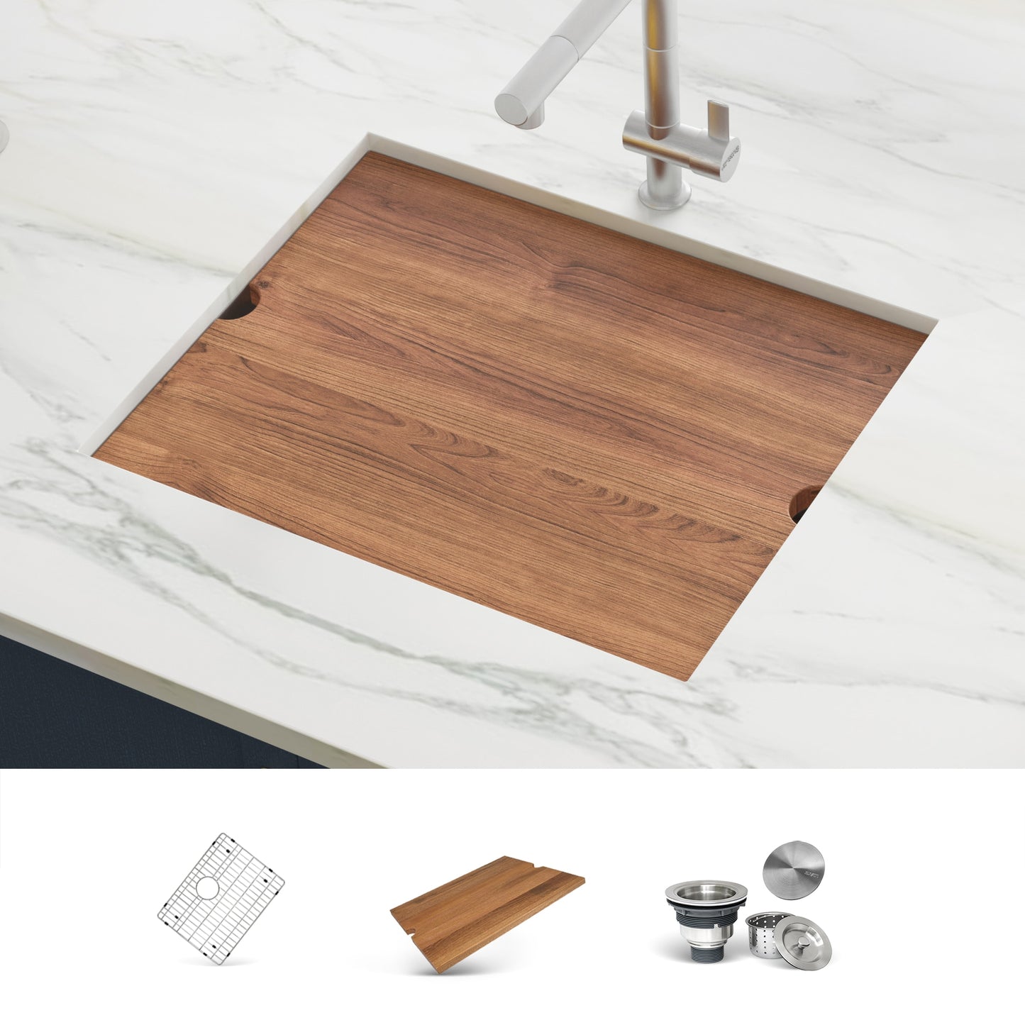 Ruvati Roma Undermount 23-in x 19-in Stainless steel Single bowl 16 -Gauge Workstation Kitchen Sink