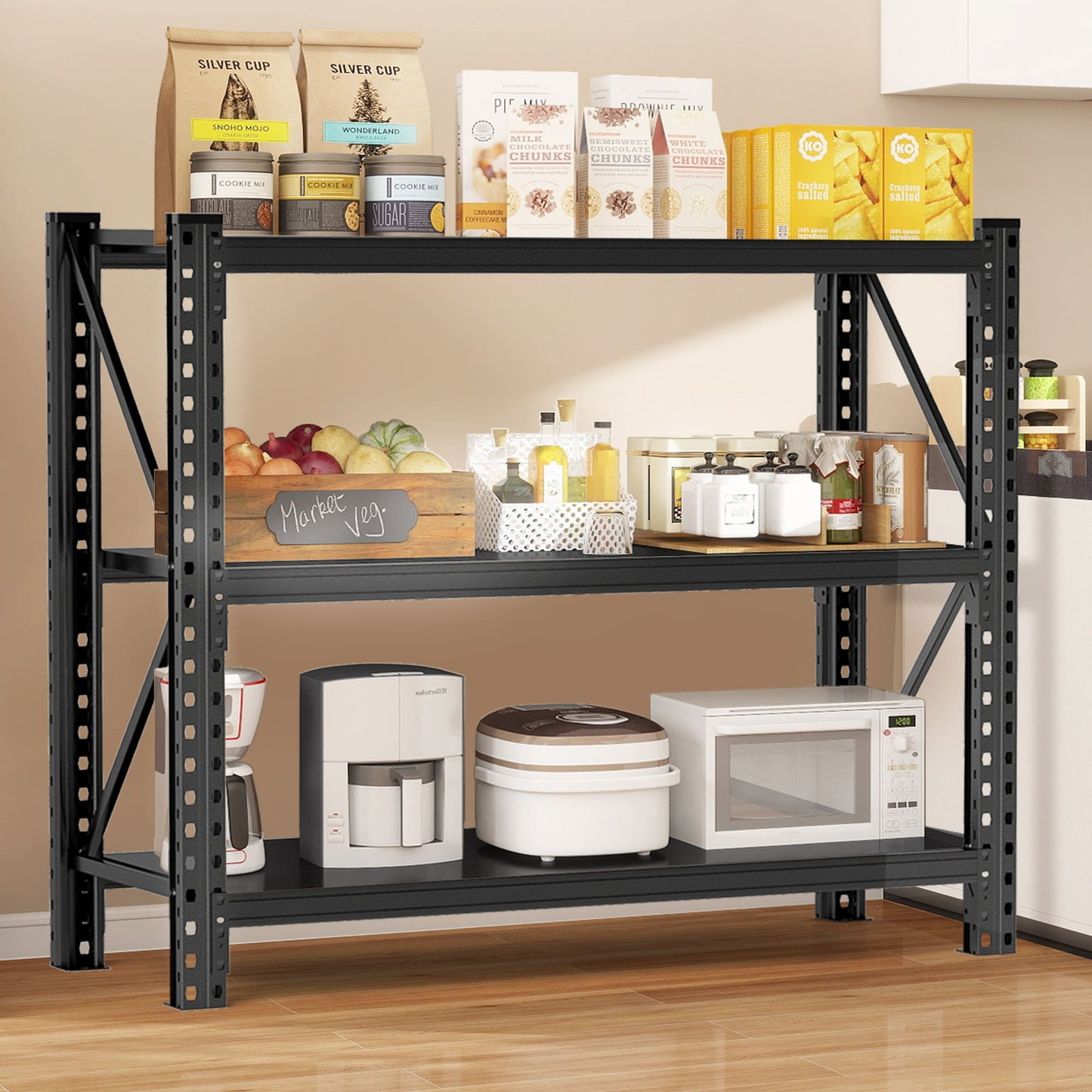 ToolCat 3 -Tier Heavy Duty Silver Metal Utility shelving unit with Ventilated Shelves ( 67-in W x 19.7-in D x 63-in H )