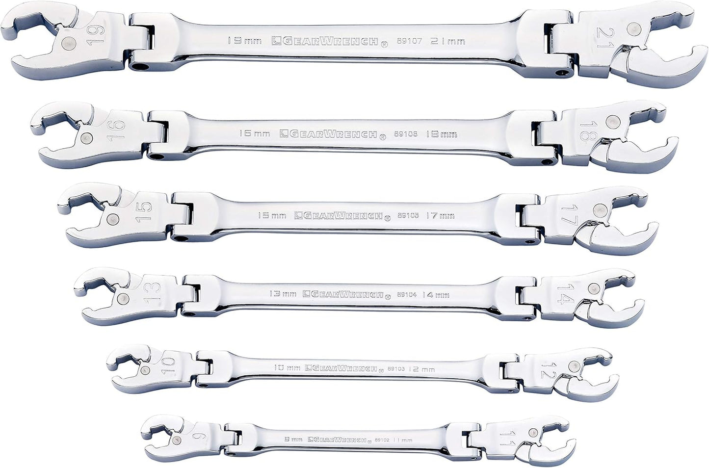 GEARWRENCH Ratcheting Flex Head Flare Nut Metric Wrench Set 6 Pc. - 89101D