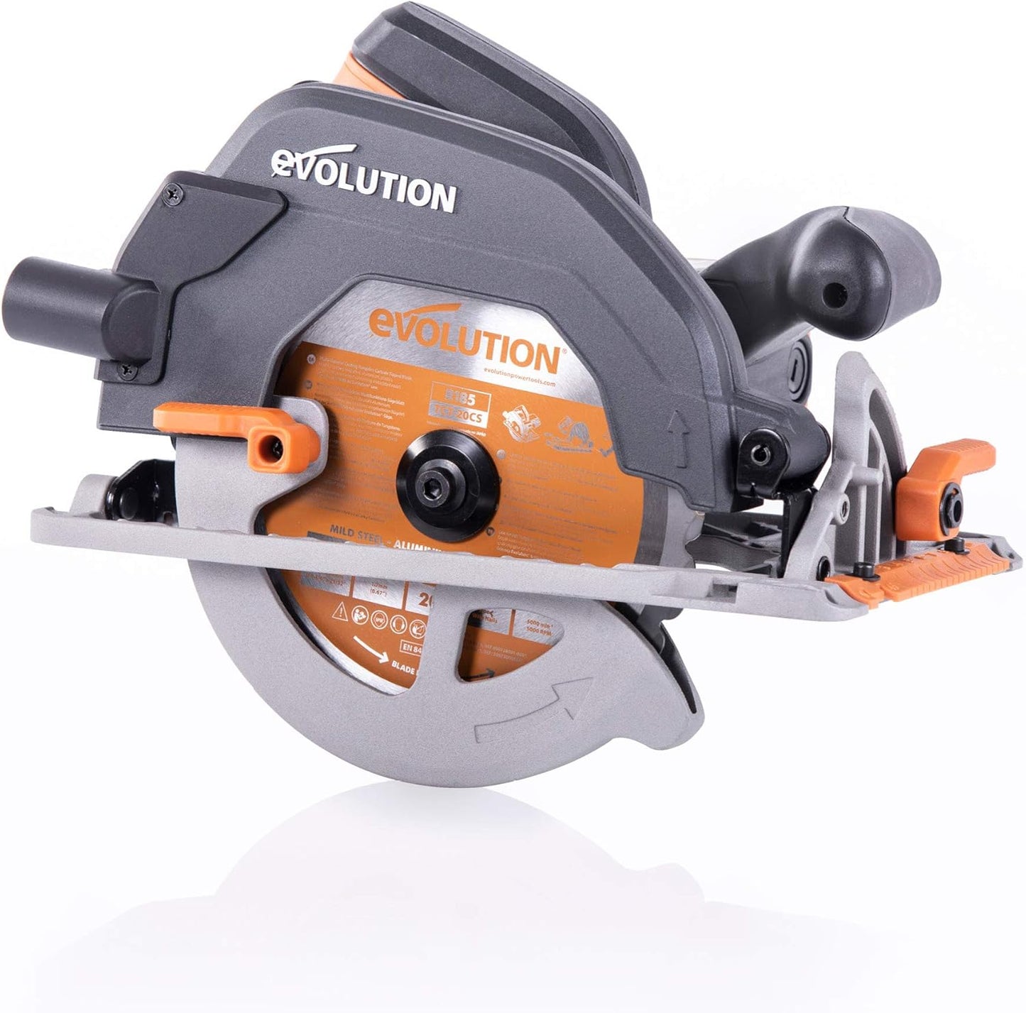 Evolution Power Tools R185CCS 7-1/4" TCT Multi-Material Cutting Circular Saw, 7-1/4", Orange