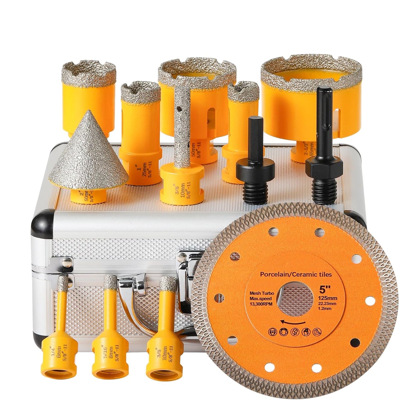 HASFER 13Pcs Diamond Core Drill Bits Set,Vacuum Brazed Hole Saw Kit 5\/8"-11 Thread for Marble Ceramic Porcelain Tile Tools Kit