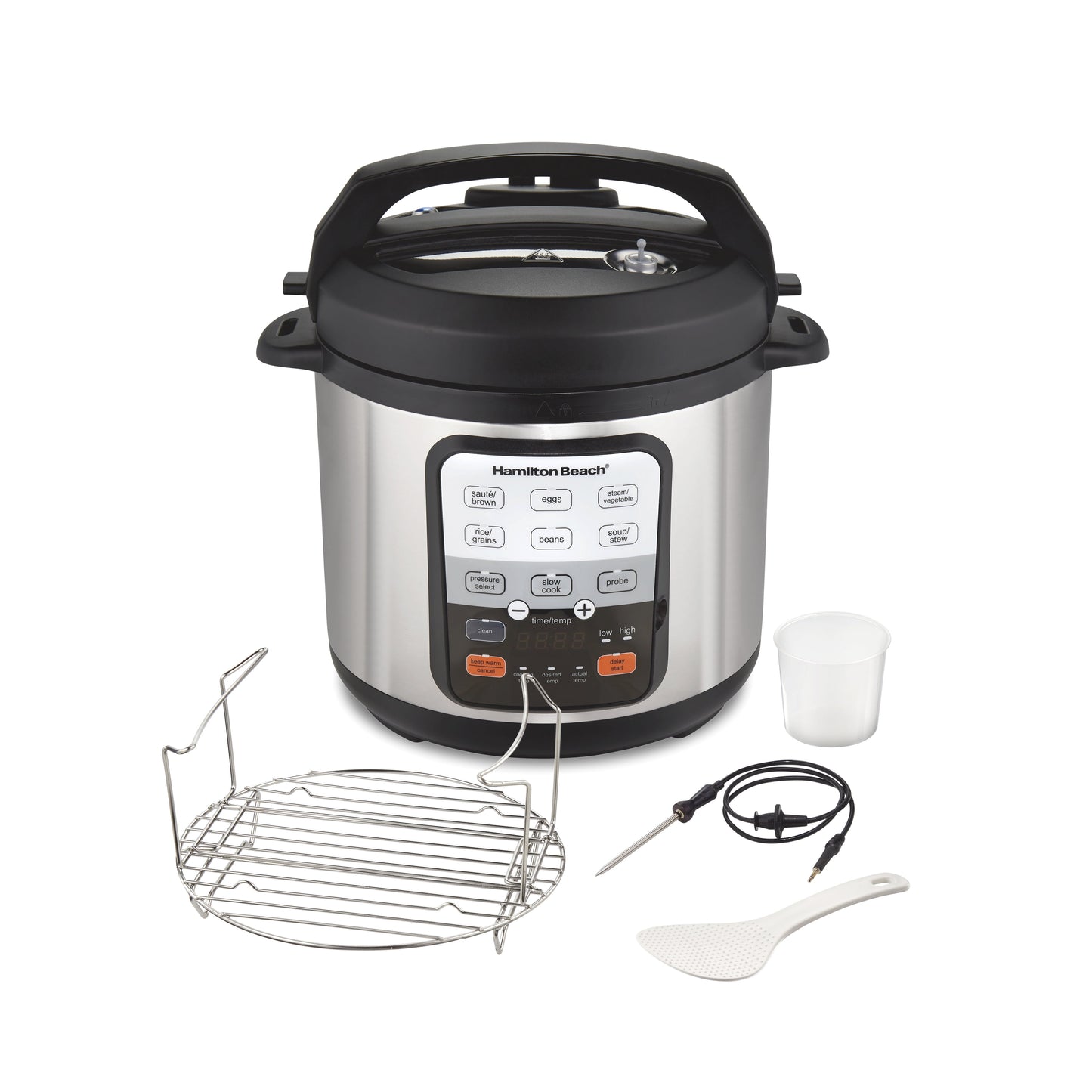 Hamilton Beach 6 Quart 6-in-1 Pressure Cooker, Multi-Cooker, Slow Cooker, Steamer, Sauté, Rice Cooker, & More