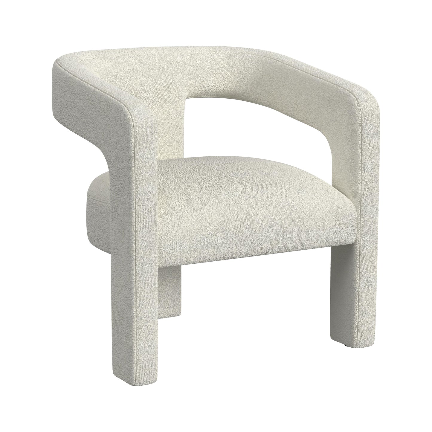HomePop Cut-Out Barrel Back Accent Chair, white boucle