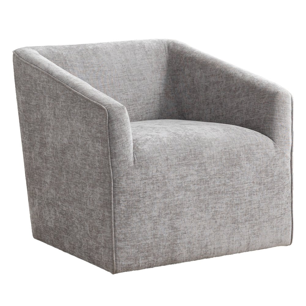 Roundhill Furniture Nice Modern Upholstered Barrel Armchair, 360 Degree Swivel, Gray