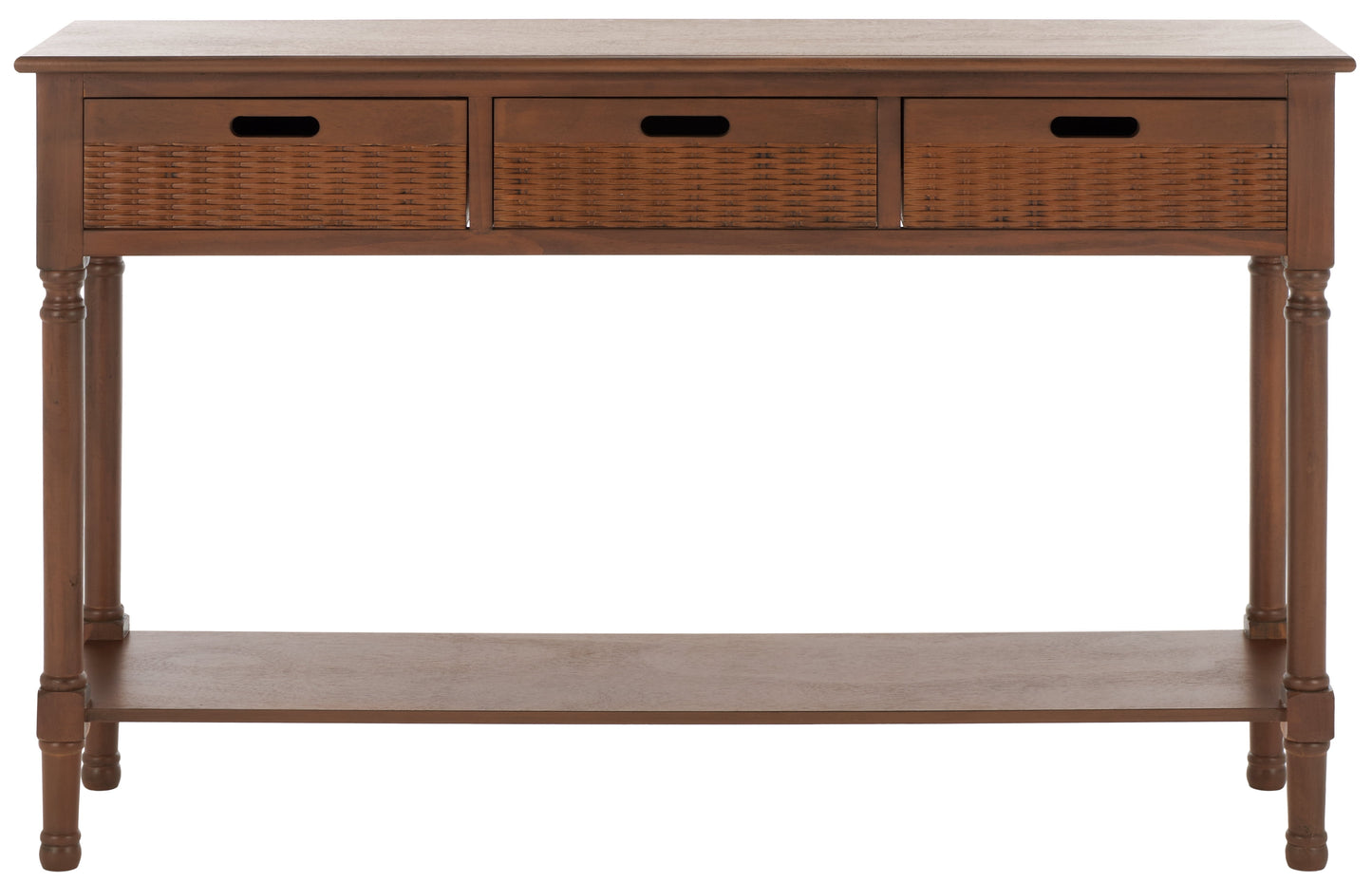 SAFAVIEH Landers 3-Drawer Rustic Brown Wood Rectangle Console Table (47.3 in. W x 13 in. D x 29.5 in. H)