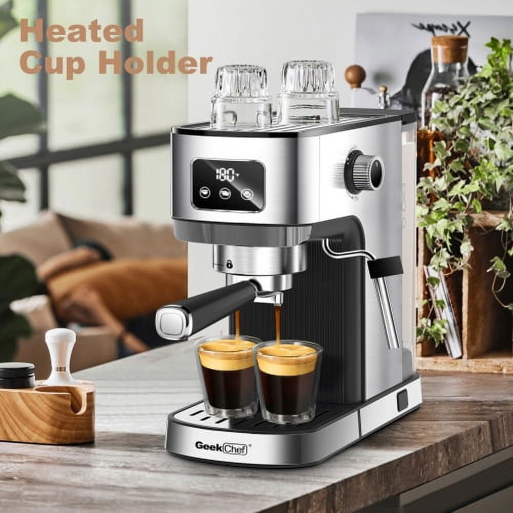 Yoneston Espresso Machine and Cappuccino & Latte Machine with Accurate Temperature & Time Control, Compact Coffee Machine for Home, Silver Finish