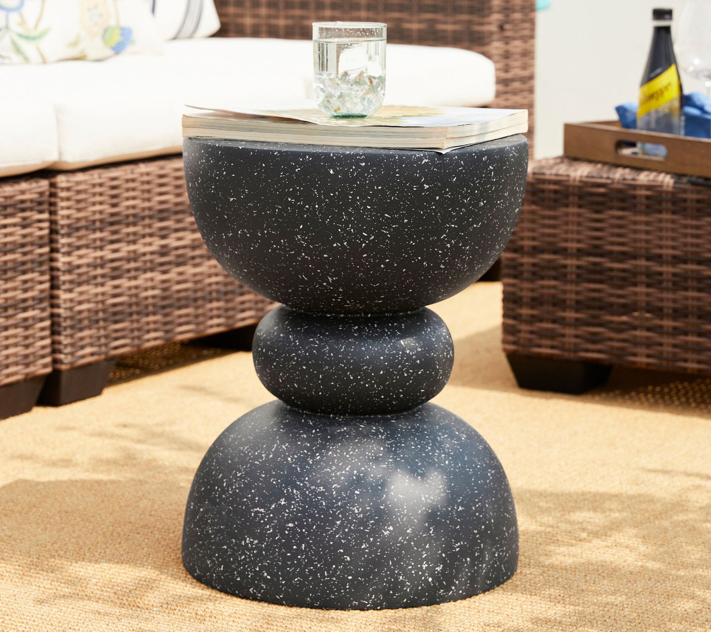 Glitzhome 18" Faux Terrazzo Patio Garden Stool/ Table