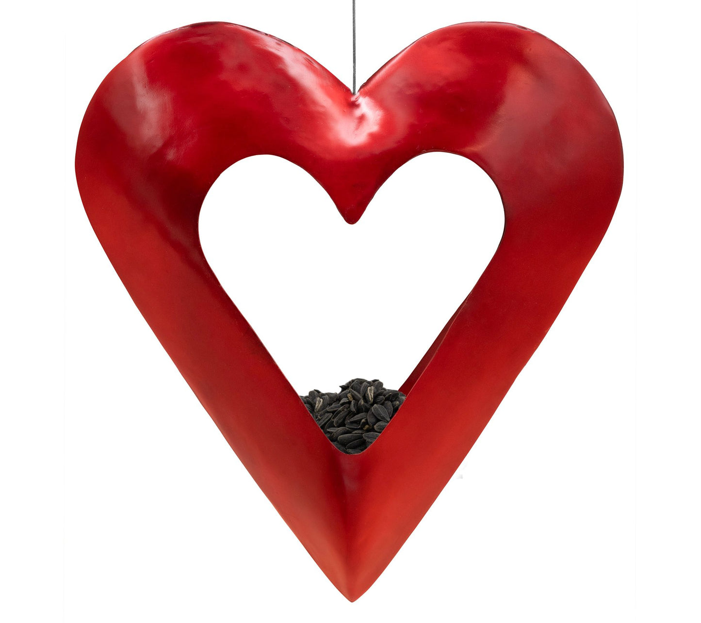 Red Fly Thru Heart Copper Bird Feeder by Good Directions