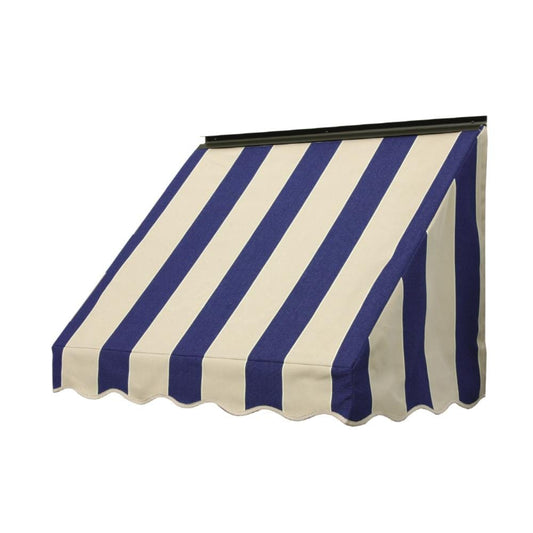NuImage Awnings 3700 42-in Wide x 18-in Projection x 23-in Height Fabric Mediterranean/Canvas Block (4921) Striped Fixed Window Awning