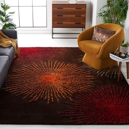 Safavieh Soho Starburst 8 x 11 (ft) Tufted Wool Brown/Multi Rectangular Indoor Abstract Spot Clean Only Area rug