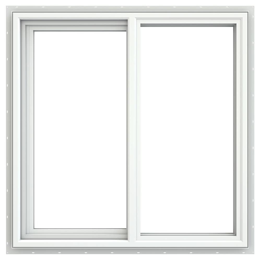 JELD-WEN V-4500 White Exterior White Interior Left-Handed Vinyl Sliding Window Double strength (Full Screen Included)