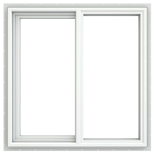 JELD-WEN V-4500 White Exterior White Interior Left-Handed Vinyl Sliding Window Double strength (Full Screen Included)