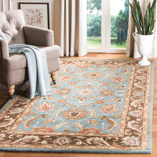 Safavieh Heritage Ganges 10 x 14 (ft) Tufted Wool Blue/Brown Rectangular Indoor Floral/Botanical Oriental Spot Clean Only Area rug