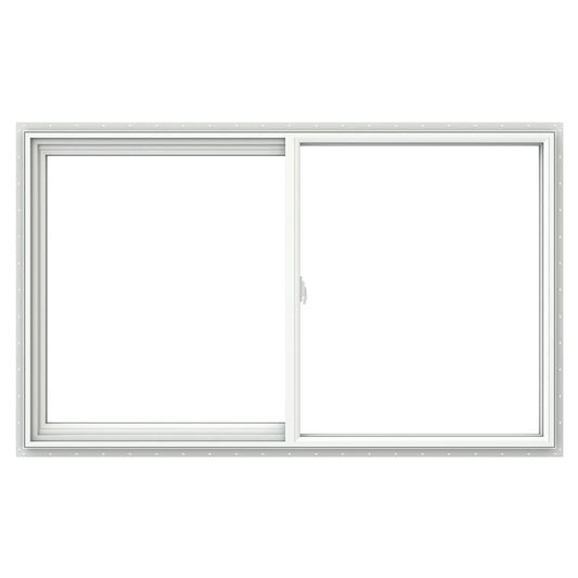 JELD-WEN V-2500 59-1/2-in x 35-1/2-in White Exterior White Interior Left-Handed Vinyl Sliding Window Double strength (Full Screen Included)