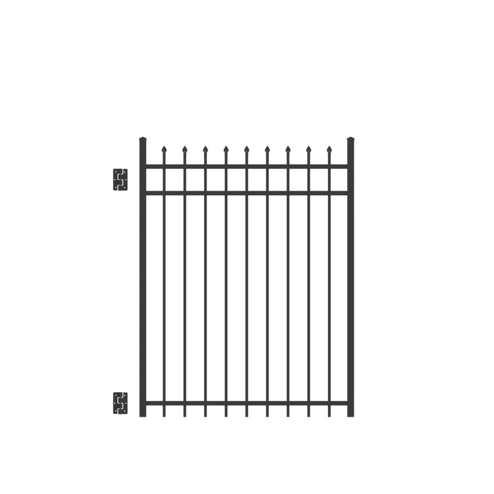 Freedom Providence 5-ft H x 4-ft W Black Aluminum Decorative Walk-thru Spaced picket Fence gate