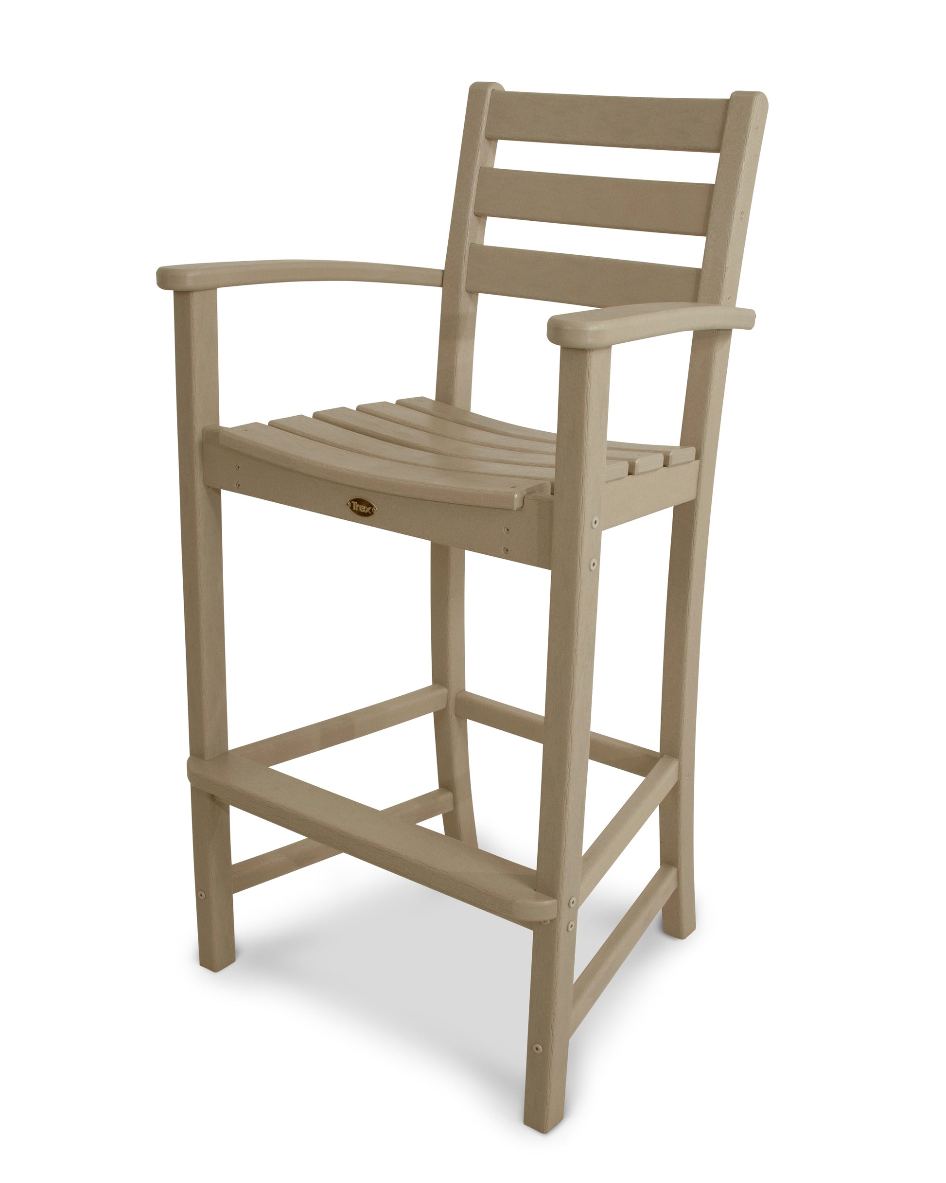 Trex Outdoor Furniture Monterey Bay Sand Castle HDPE Frame Stationary Bar Stool Chair with Slat Seat