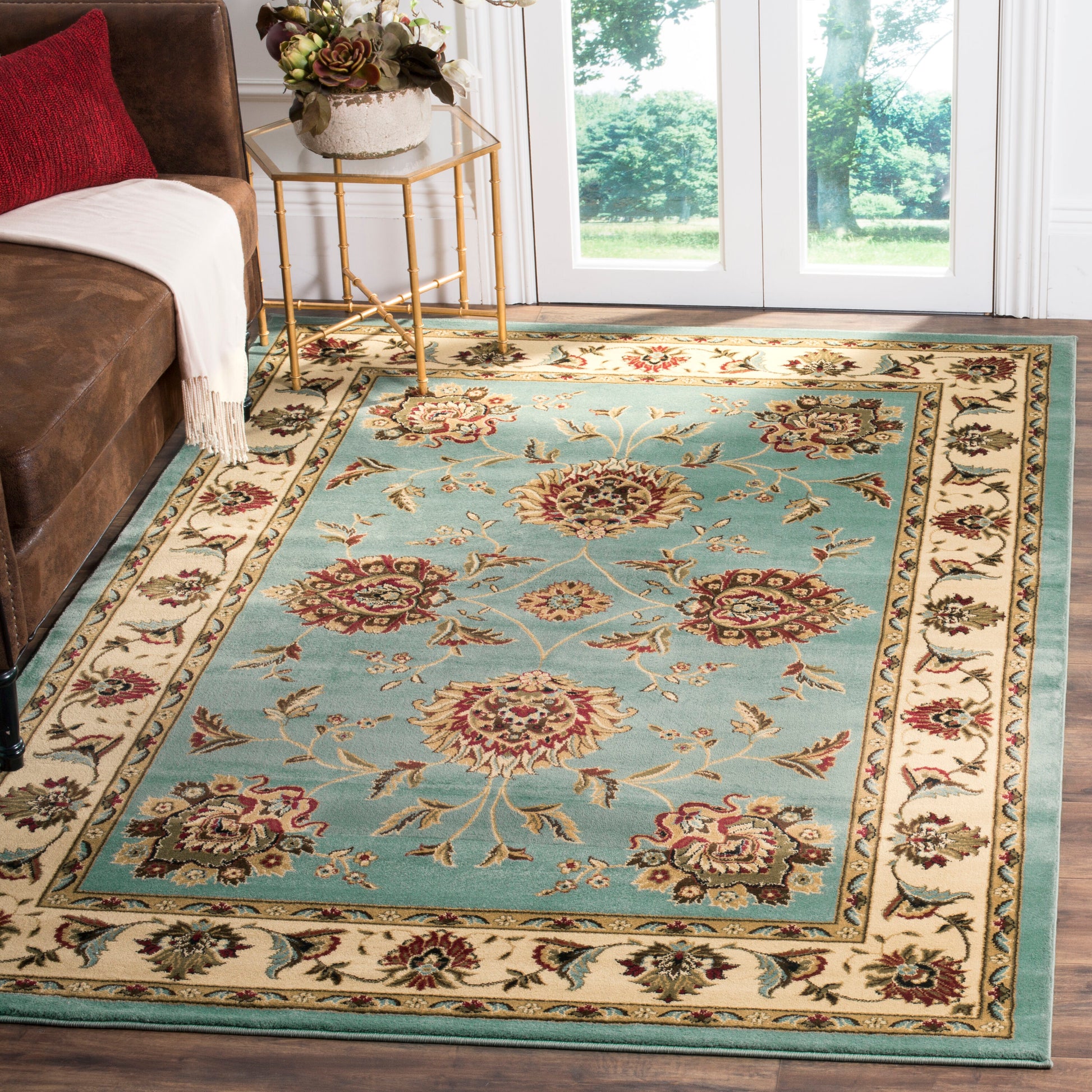 Safavieh Lyndhurst Sultanabad 9 x 12 (ft) Loomed Polypropylene Blue/Ivory Rectangular Indoor Floral/Botanical Oriental Spot Clean Only Area rug