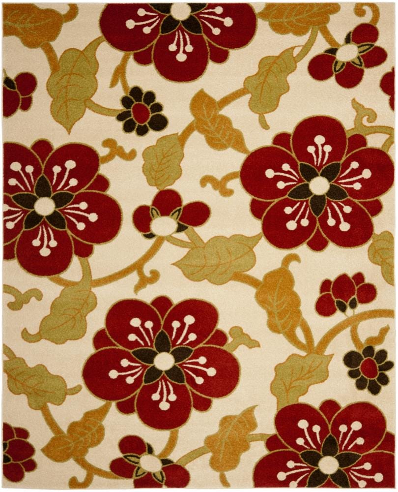 Safavieh Newbury Darien 8 x 10 (ft) Loomed Polypropylene Ivory/Red Rectangular Indoor Floral/Botanical Spot Clean Only Area rug
